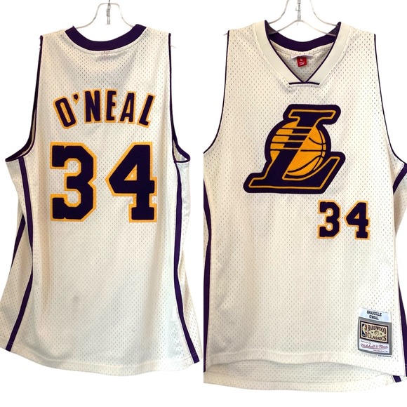 Mitchell Ness Shaq O'Neal LA Lakers Jersey Chainstitched Sewn NBA Hardwood Large - Picture 1 of 13